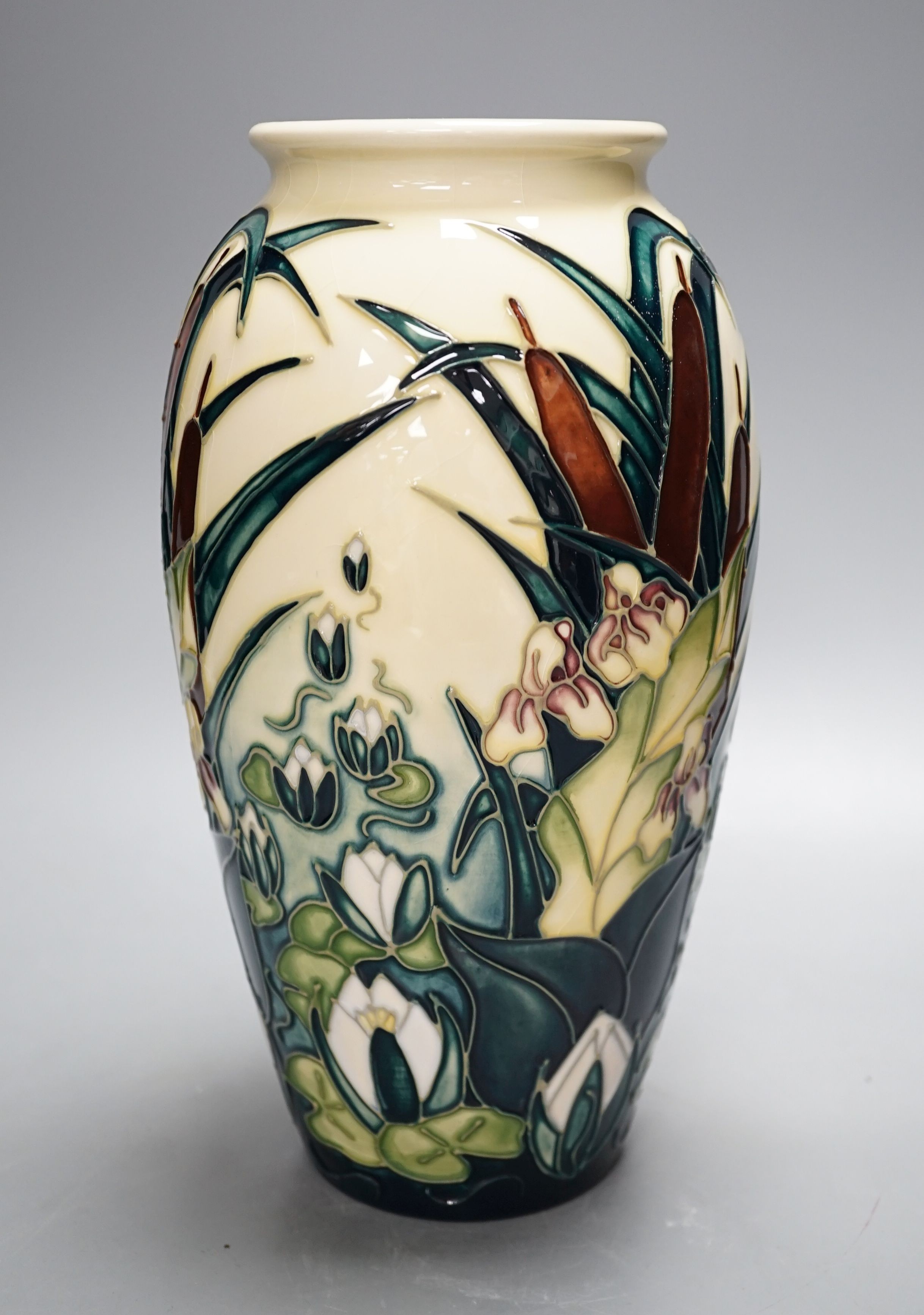 A Moorcroft Lamia pattern ovoid vase, dated 1995, signed Beverley Wilkes, 1998, 26cm., in original box